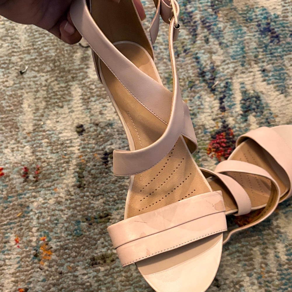 New Clark’s Acina Newport Strappy Wedge Dress Sandals(Blush) sz11